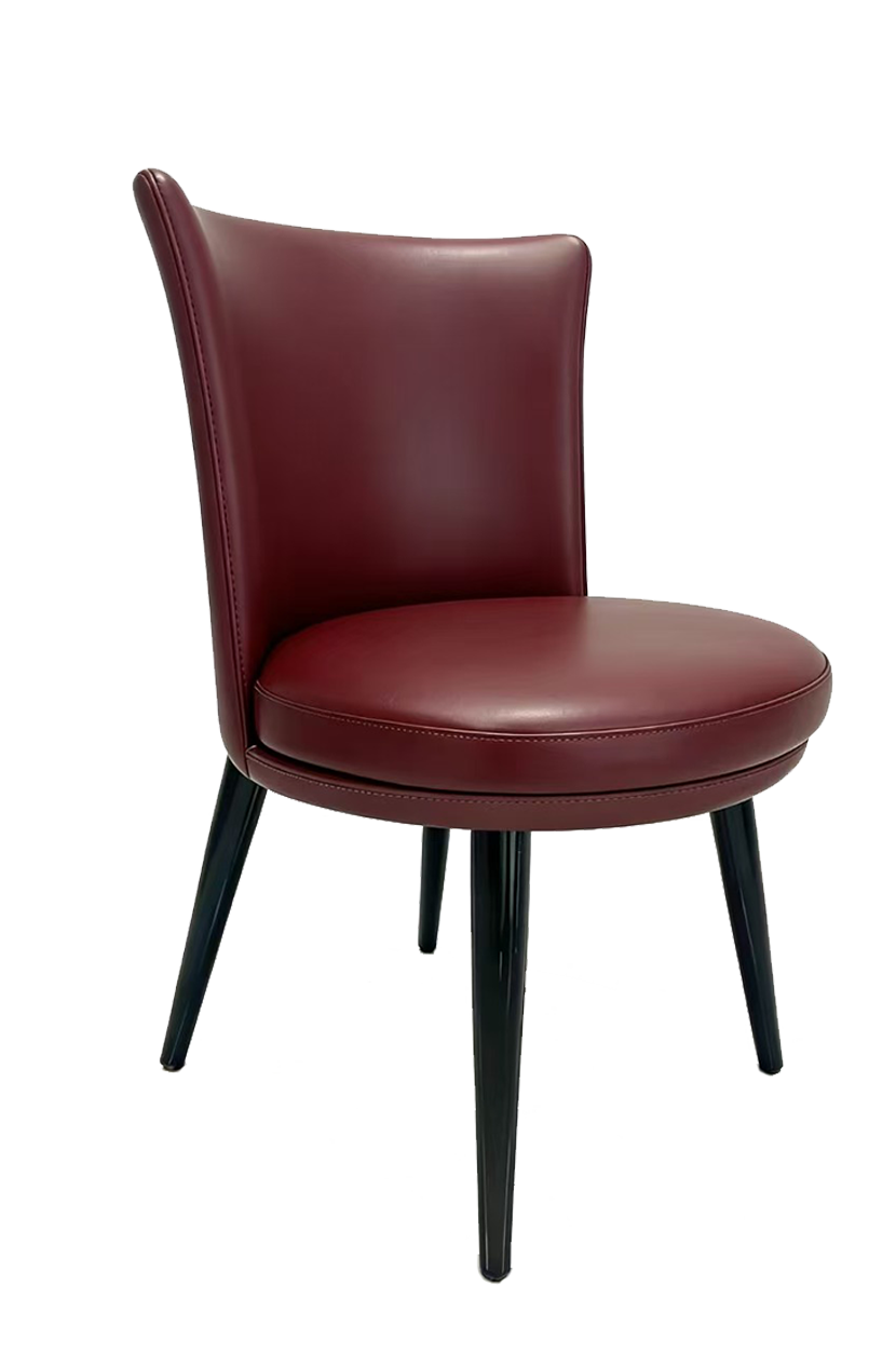 Indoor Black Metal Chair with Red Seat and Back w/ Vinyl