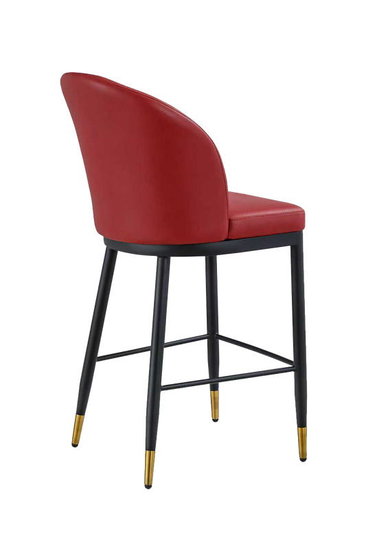 Indoor Black Metal Barstool W/ Red Vinyl Seat