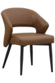 Indoor Black Metal Chair W/ Brown Vinyl Seat