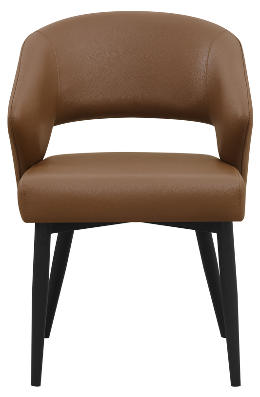 Indoor Black Metal Chair W/ Brown Vinyl Seat