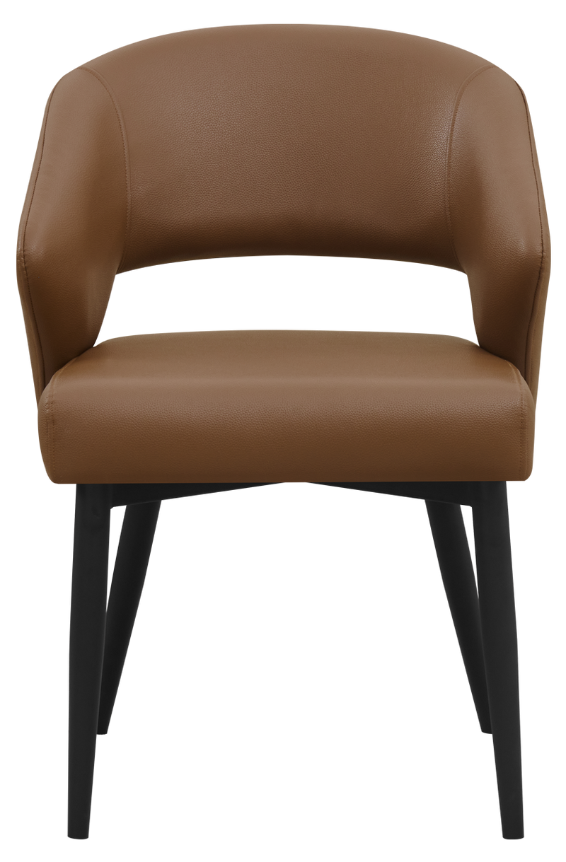 Indoor Black Metal Chair W/ Brown Vinyl Seat
