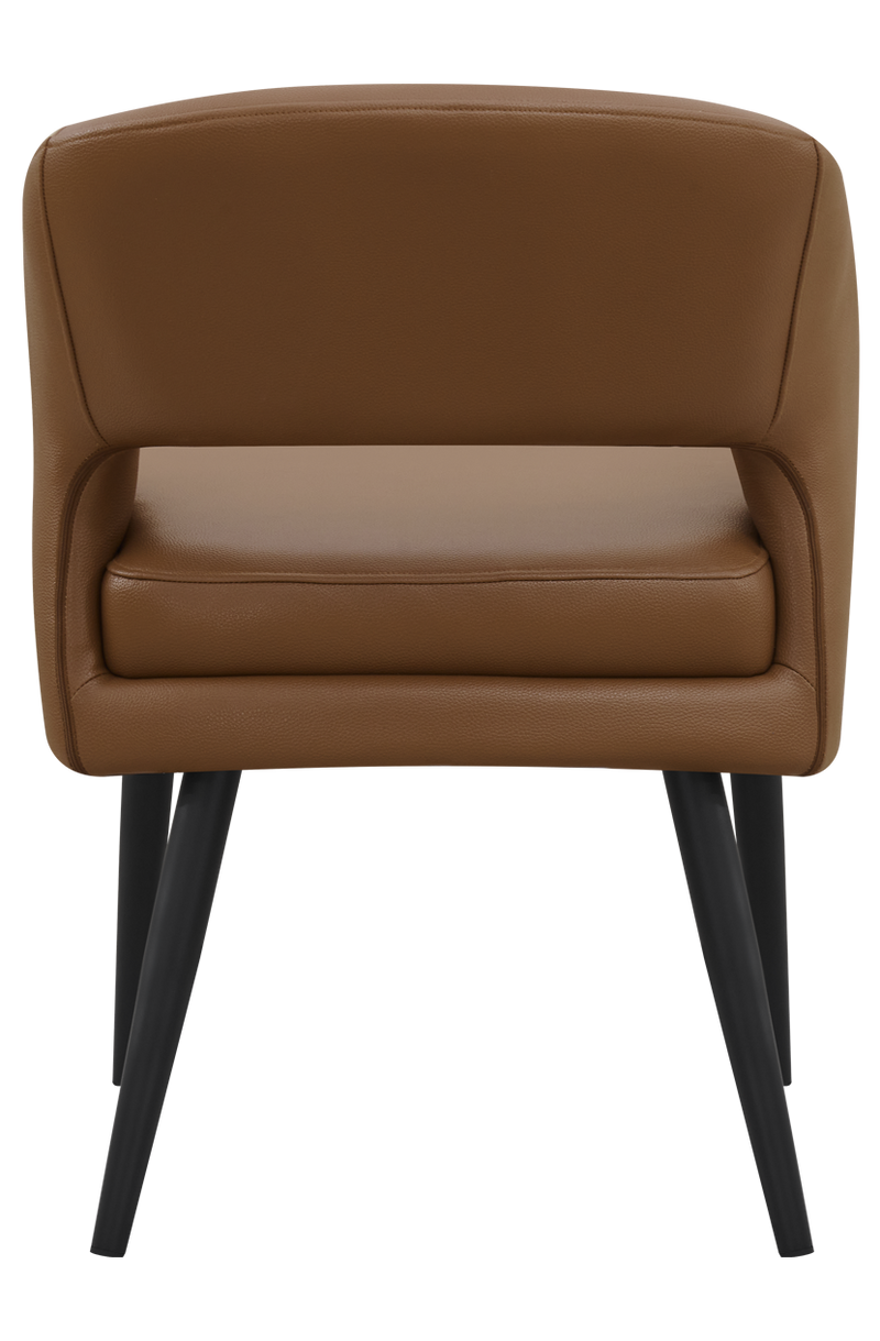 Indoor Black Metal Chair W/ Brown Vinyl Seat