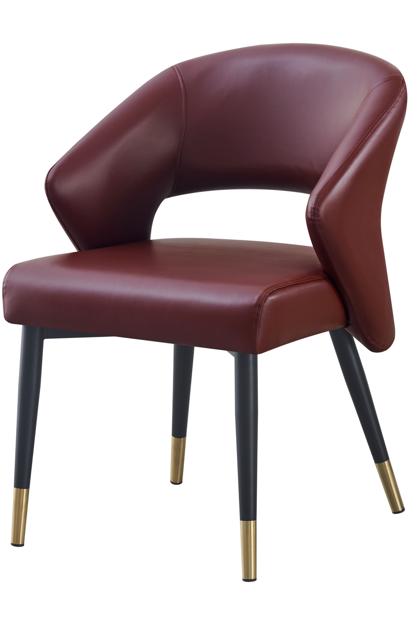 Indoor Black Metal Chair W/ Red Vinyl Seat