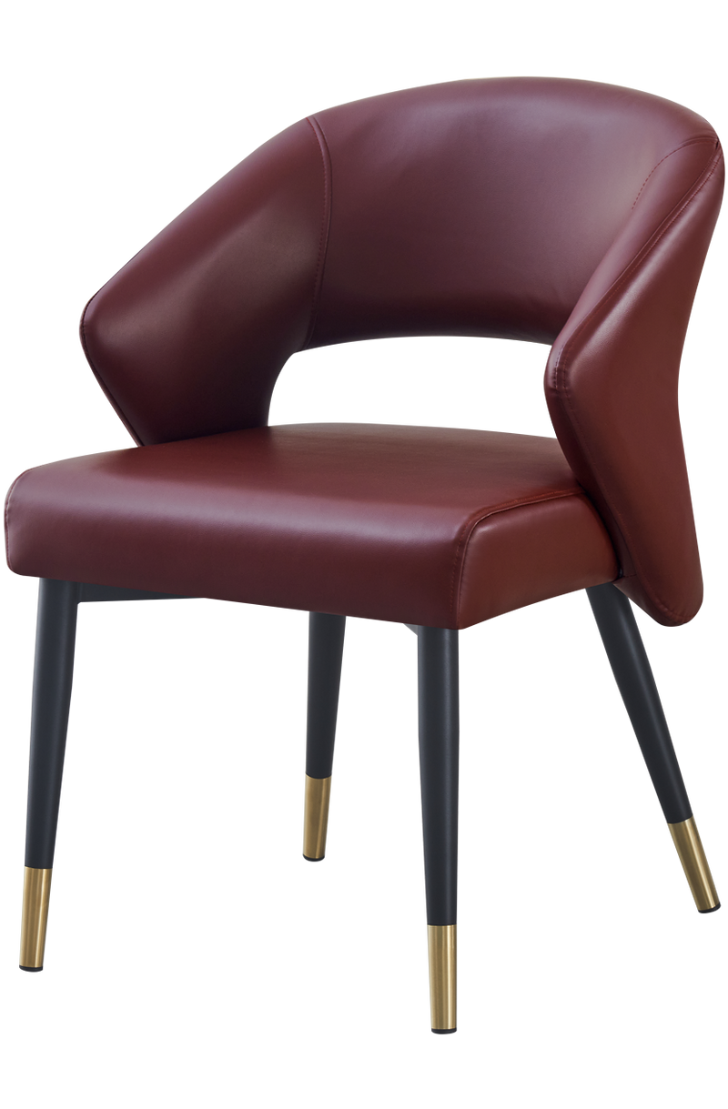 Indoor Black Metal Chair W/ Red Vinyl Seat