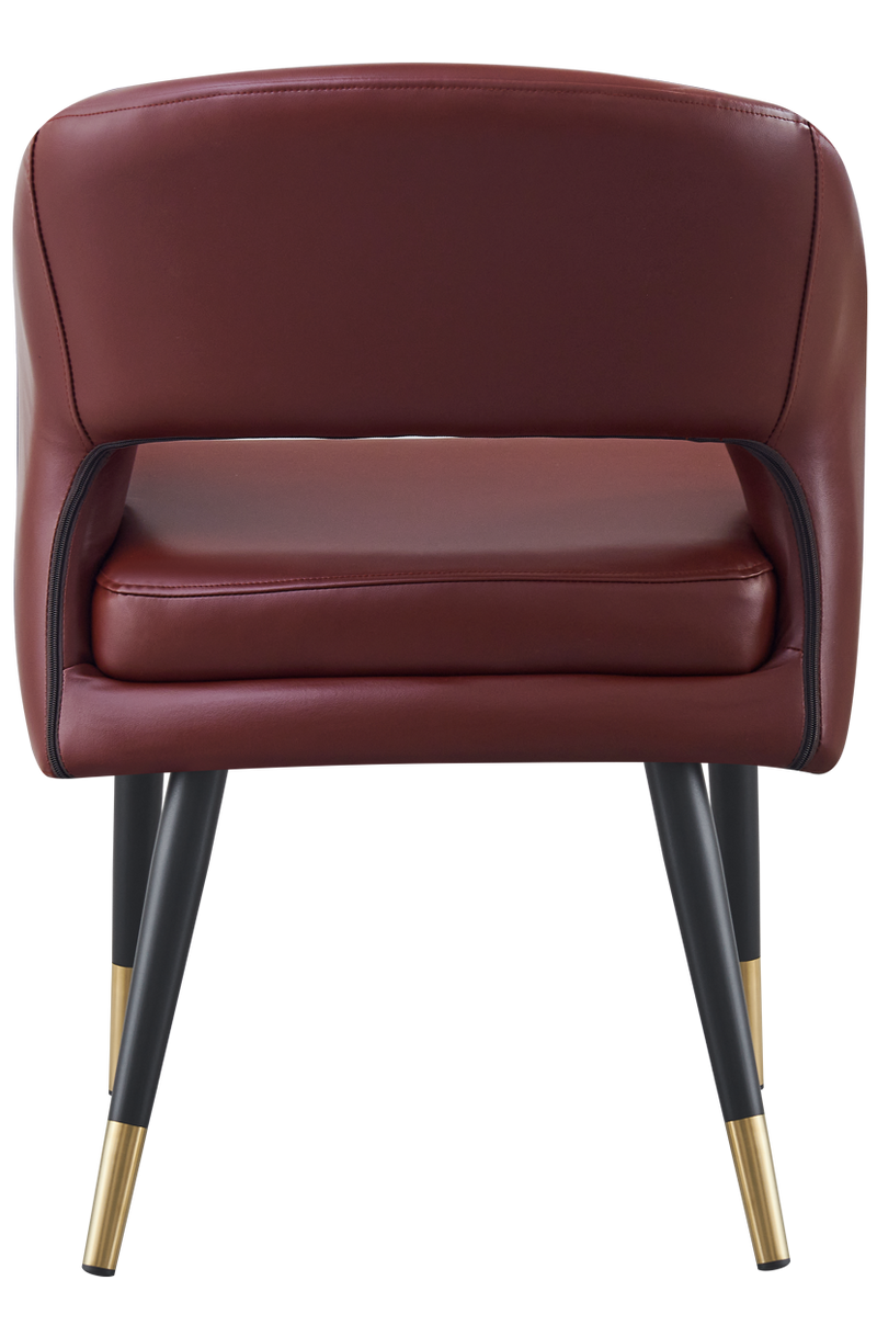 Indoor Black Metal Chair W/ Red Vinyl Seat