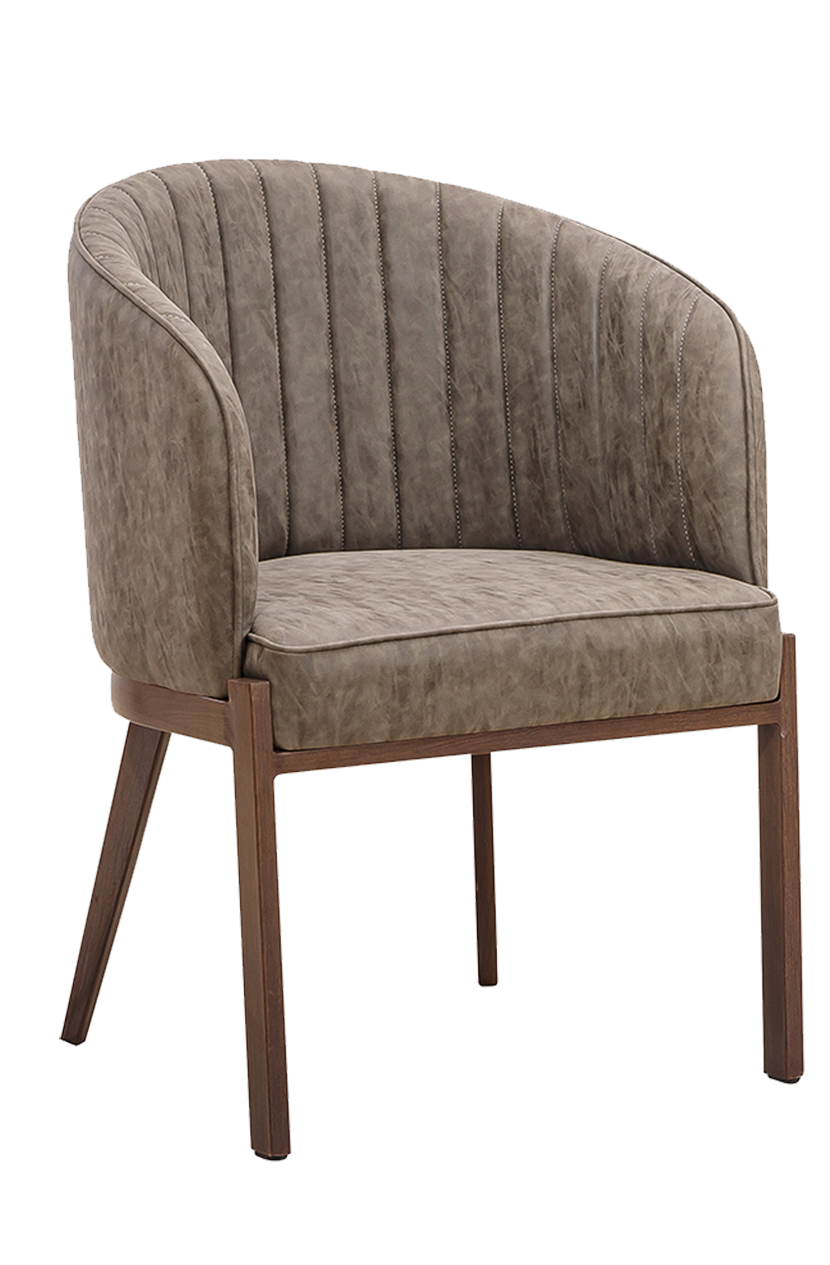 Indoor Grey Vinyl Chair w/ Walnut Frame