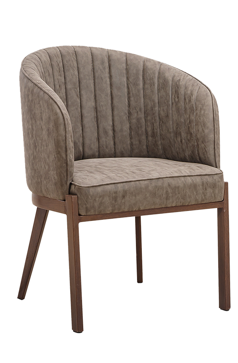 Indoor Grey Vinyl Chair w/ Walnut Frame