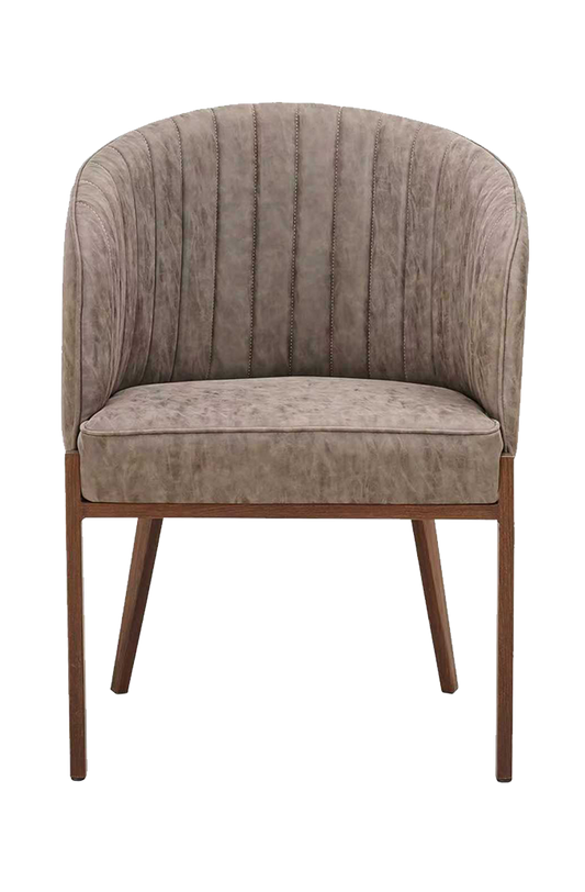 Indoor Grey Vinyl Chair w/ Walnut Frame