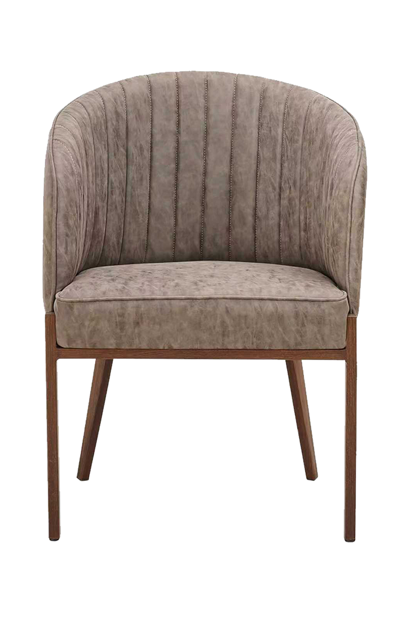Indoor Grey Vinyl Chair w/ Walnut Frame