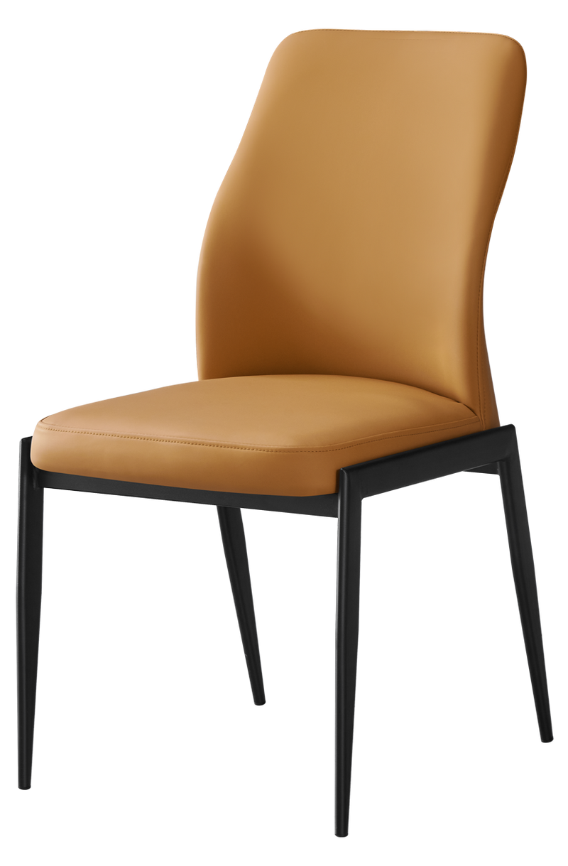 Indoor Black Metal Chair W/ Brown Vinyl Seat