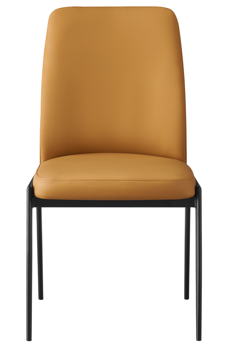 Indoor Black Metal Chair W/ Brown Vinyl Seat