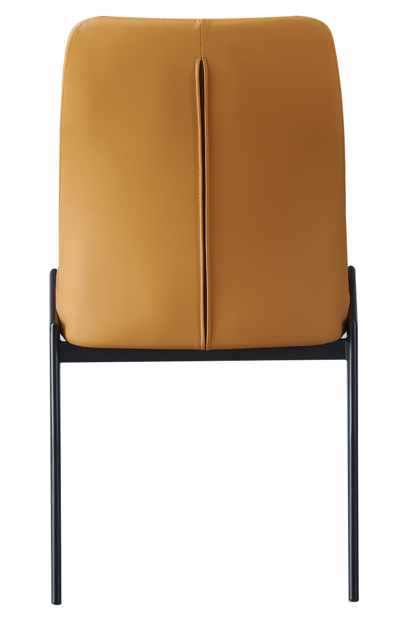 Indoor Black Metal Chair W/ Brown Vinyl Seat
