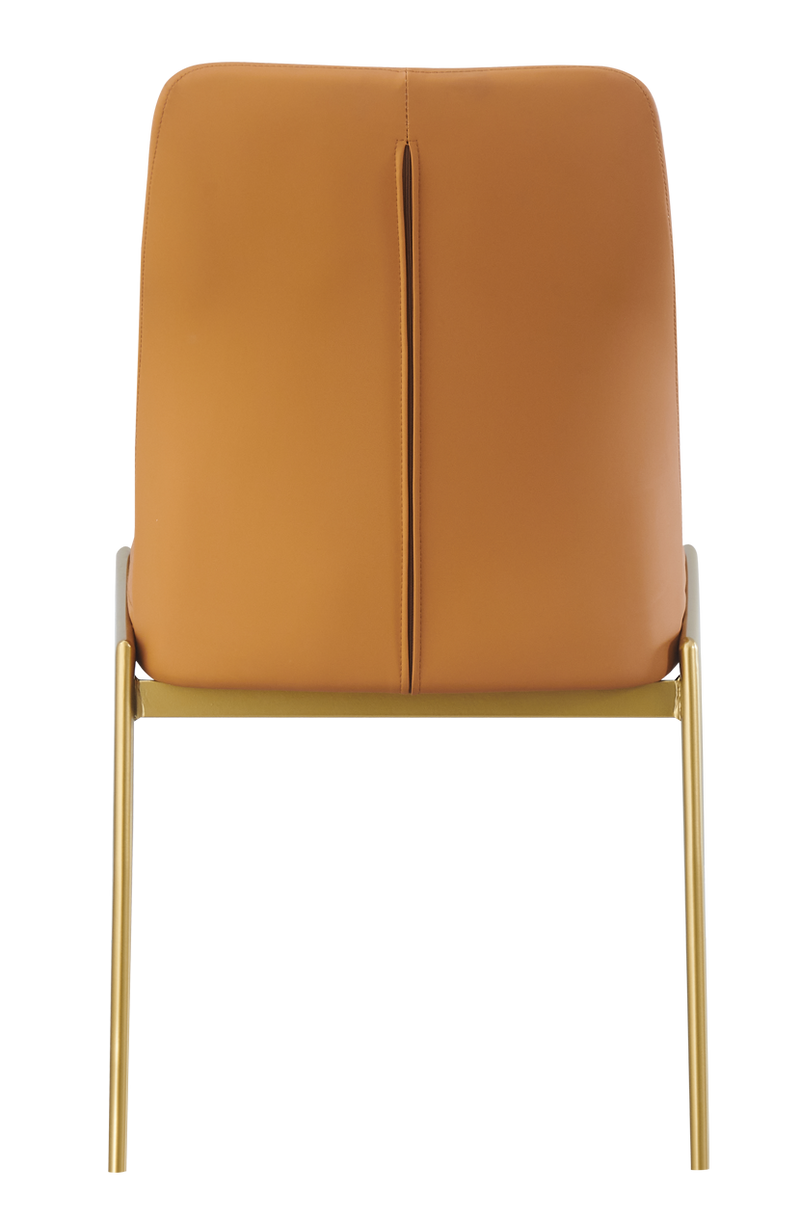 Indoor Golden Metal Chair W/ Brown Vinyl Seat