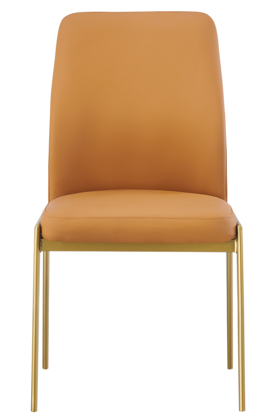 Indoor Golden Metal Chair W/ Brown Vinyl Seat