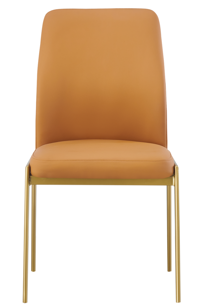 Indoor Golden Metal Chair W/ Brown Vinyl Seat
