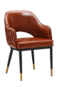 Indoor Black Metal Chair W/ Brown Vinyl Seat
