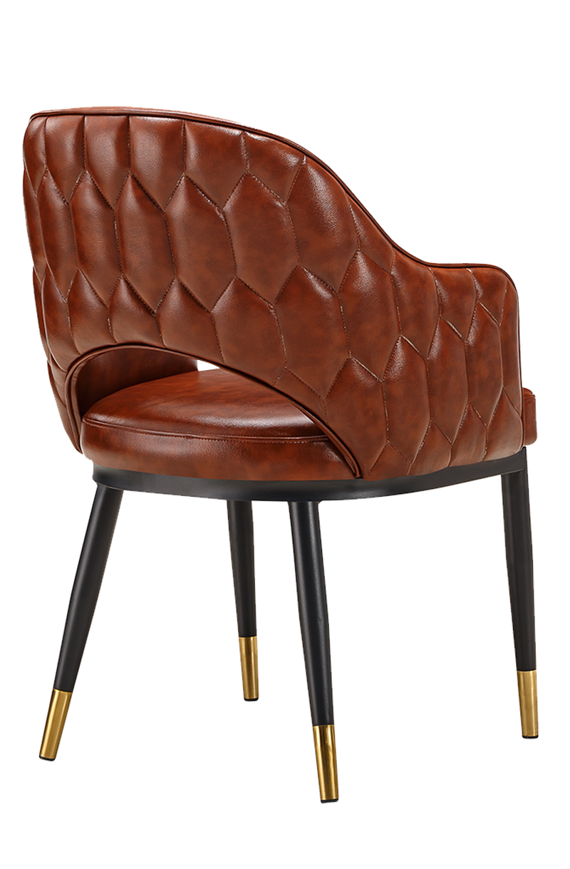 Indoor Black Metal Chair W/ Brown Vinyl Seat