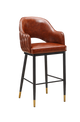 Indoor Black Steel Barstool W/ Brown Vinyl Seat