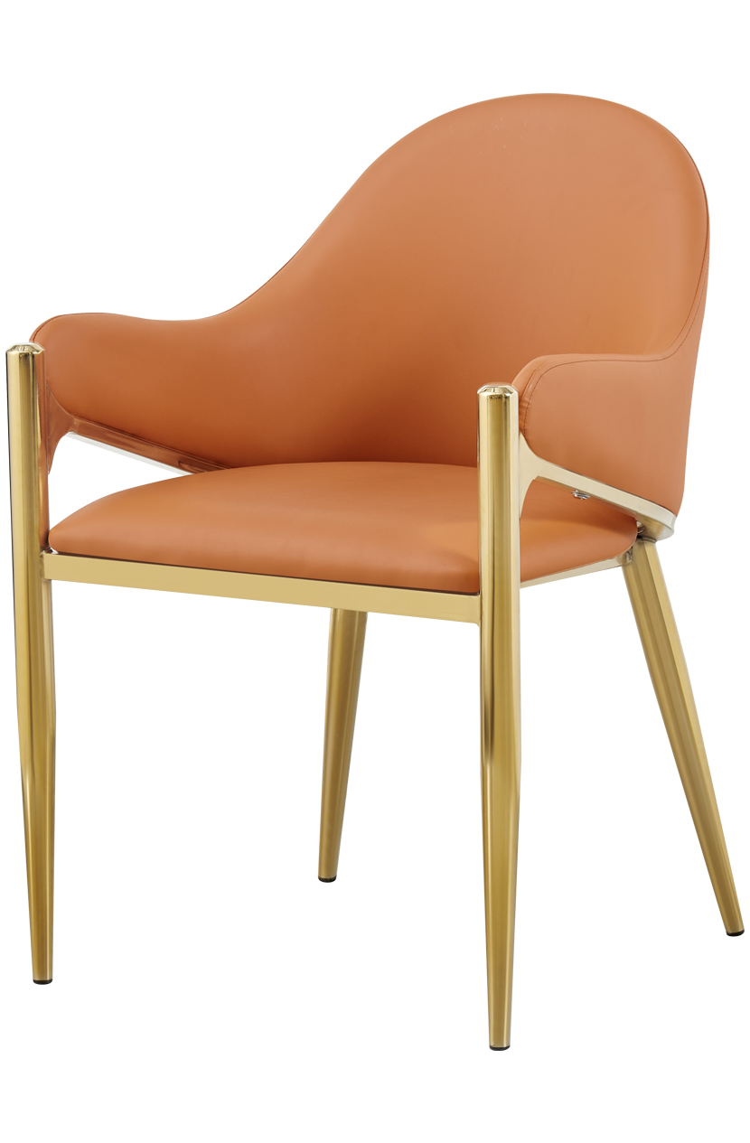 Golden Steel Chair W/ Orange Vinyl Seat
