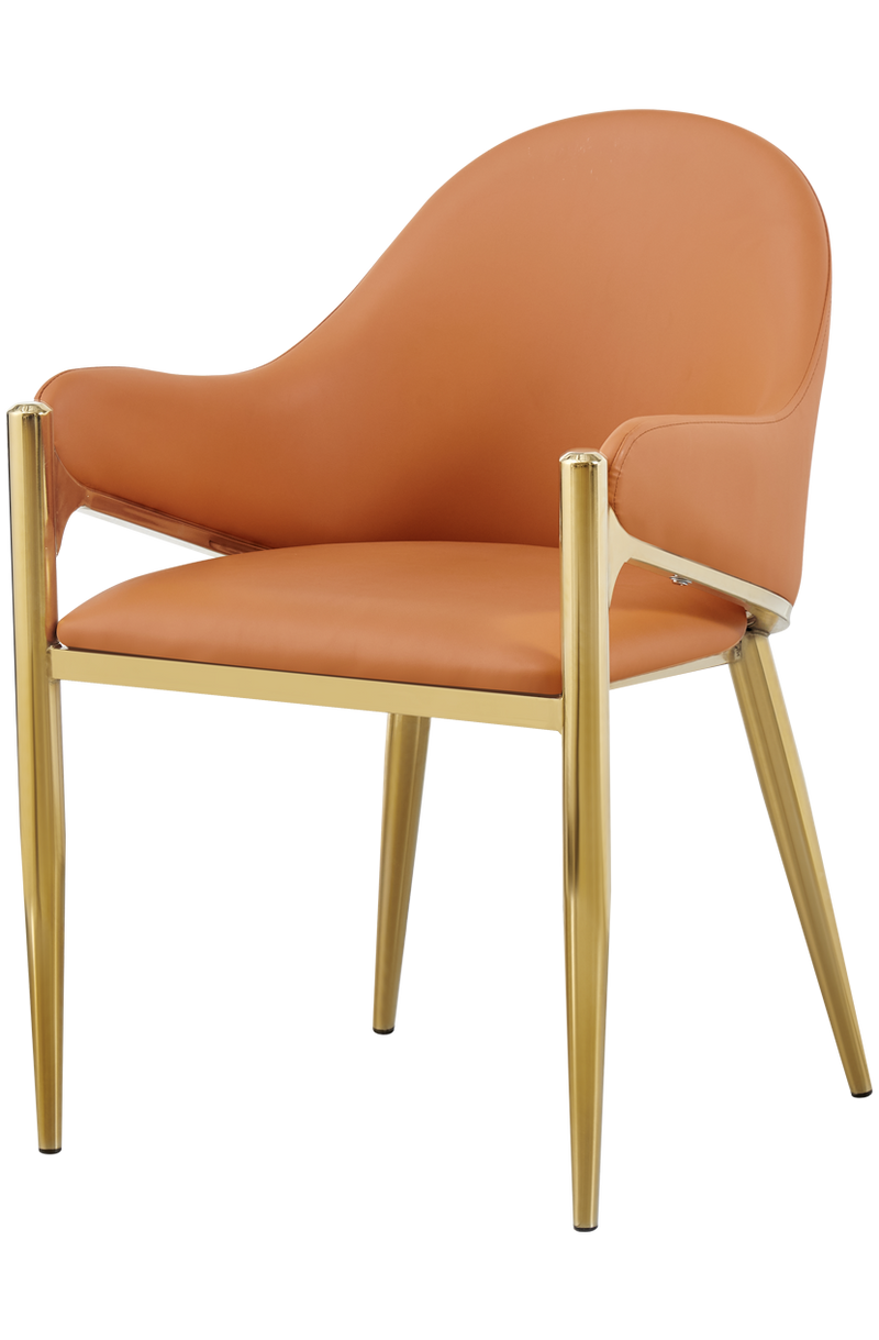 Golden Steel Chair W/ Orange Vinyl Seat