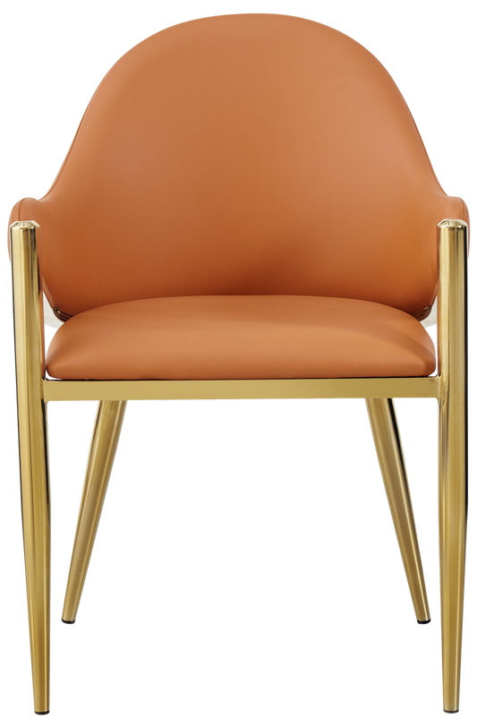 Golden Steel Chair W/ Orange Vinyl Seat