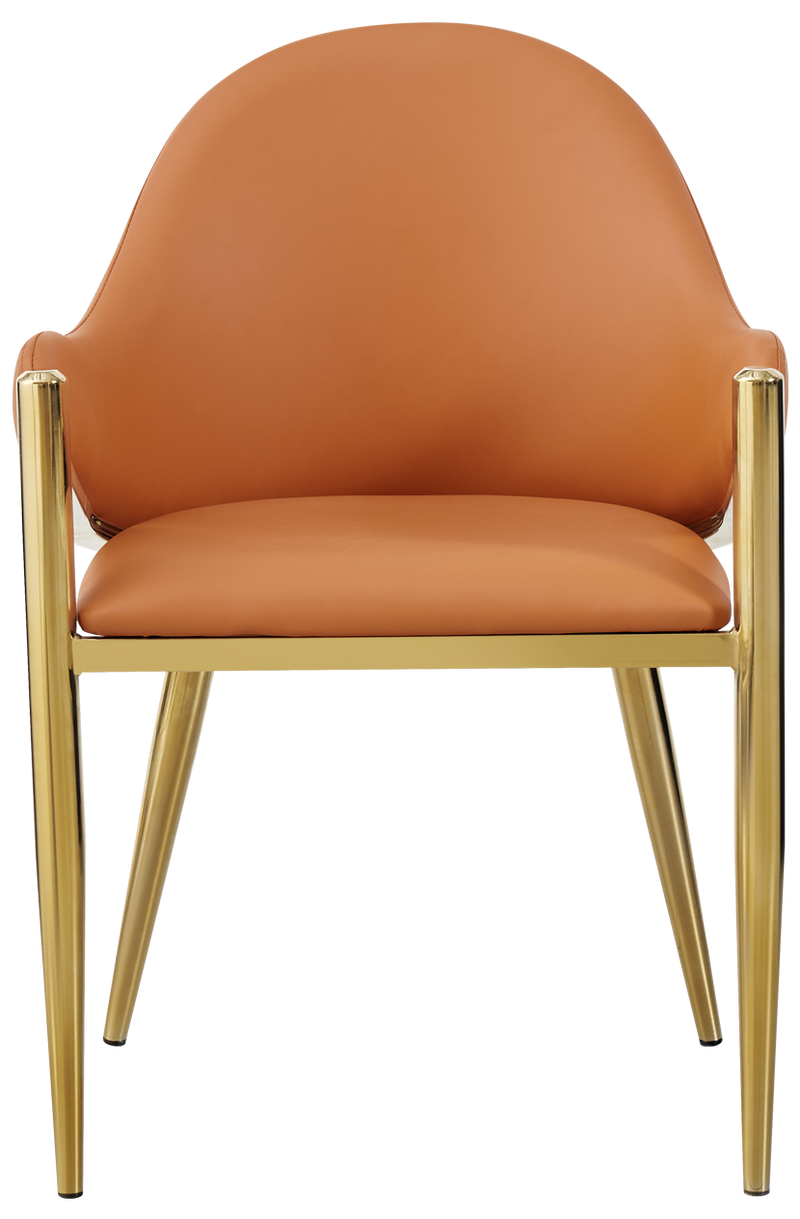 Golden Steel Chair W/ Orange Vinyl Seat