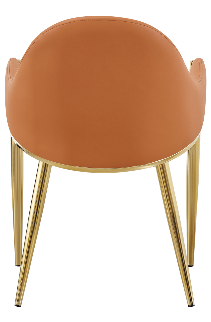 Golden Steel Chair W/ Orange Vinyl Seat