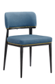 Indoor Black Steel Chair W/ Blue Back