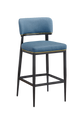 Indoor Black Steel Barstool W/ Blue Back