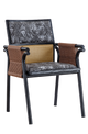 Indoor Black Steel Chair, Finish Dark Walnut