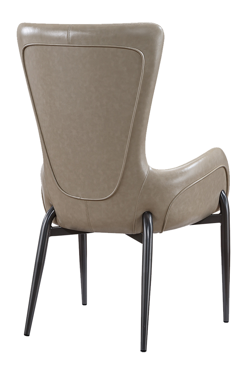 Indoor Black Metal Chair W/ Beige Vinyl Seat