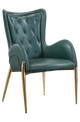 Indoor Golden Metal Chair W/ Green Vinyl Seat