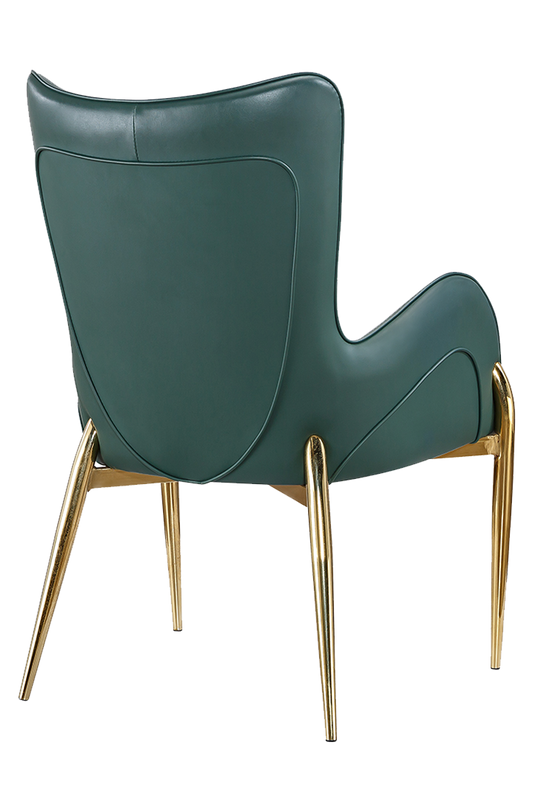 Indoor Golden Metal Chair W/ Green Vinyl Seat