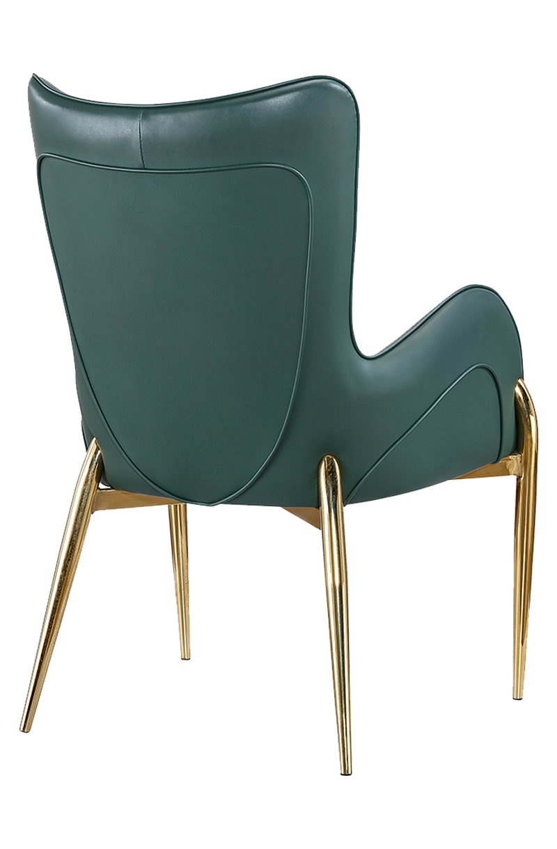 Indoor Golden Metal Chair W/ Green Vinyl Seat