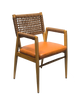 Indoor Wood Grain Metal Chair W/ Woven Rope Back