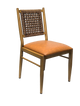 Indoor  Woven Rope Back Metal Chair W/ Wood Grain Frame