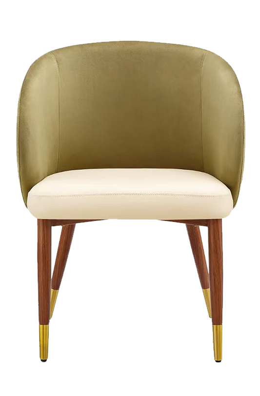 Indoor Metal Chair W/ Beige Seat And Fabric Back, Finish Walnut