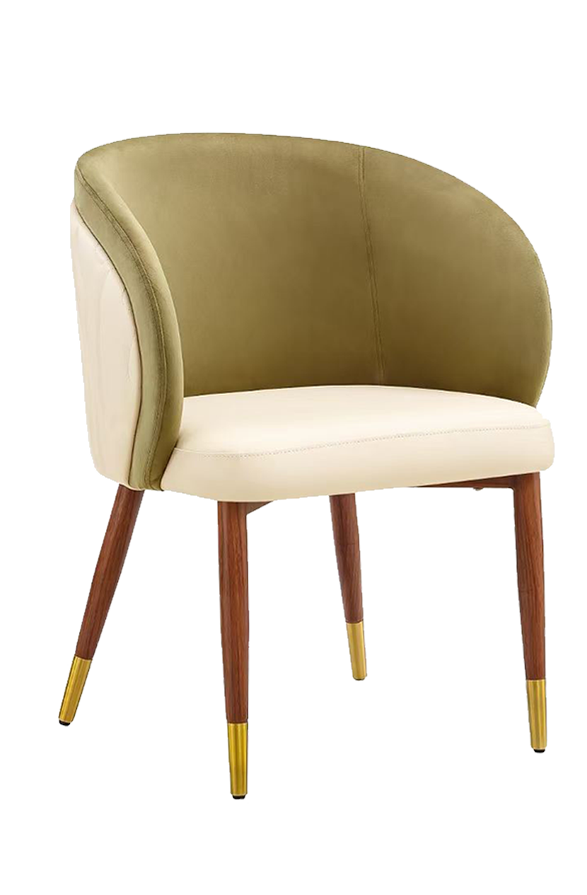 Indoor Metal Chair W/ Beige Seat And Fabric Back, Finish Walnut