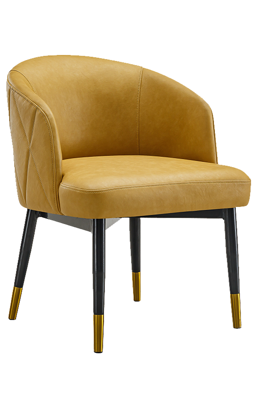 Black Metal Chair W/ Mustard Yellow Vinyl Seat