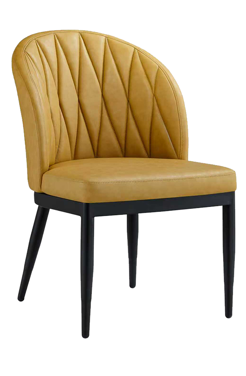 Indoor Black Metal Chair W/ Yellow Vinyl Seat