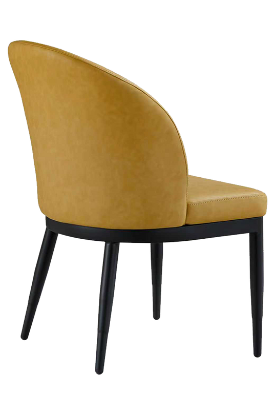 Indoor Black Metal Chair W/ Yellow Vinyl Seat