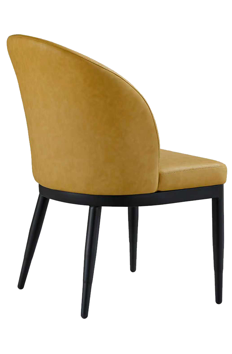Indoor Black Metal Chair W/ Yellow Vinyl Seat