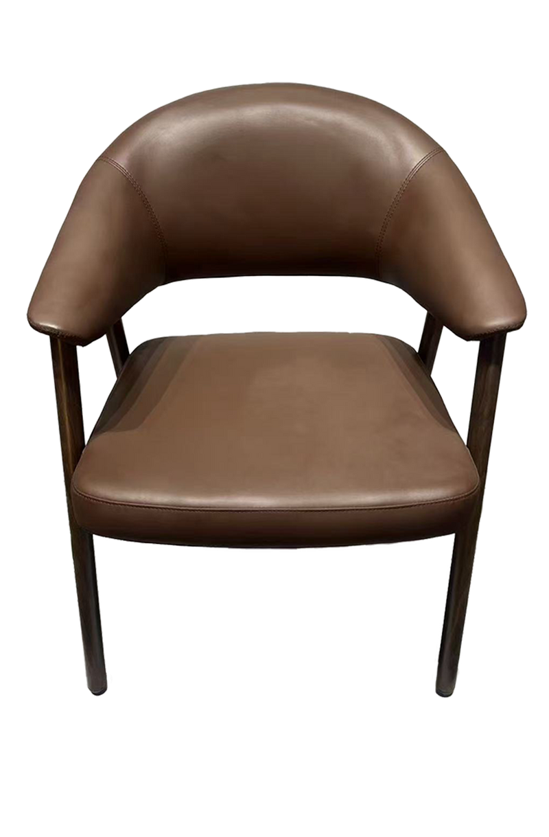 Indoor Black Metal Chair W/ Brown Vinyl Seat