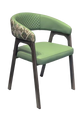 Indoor Walnut Metal Chair W/ Green Seat
