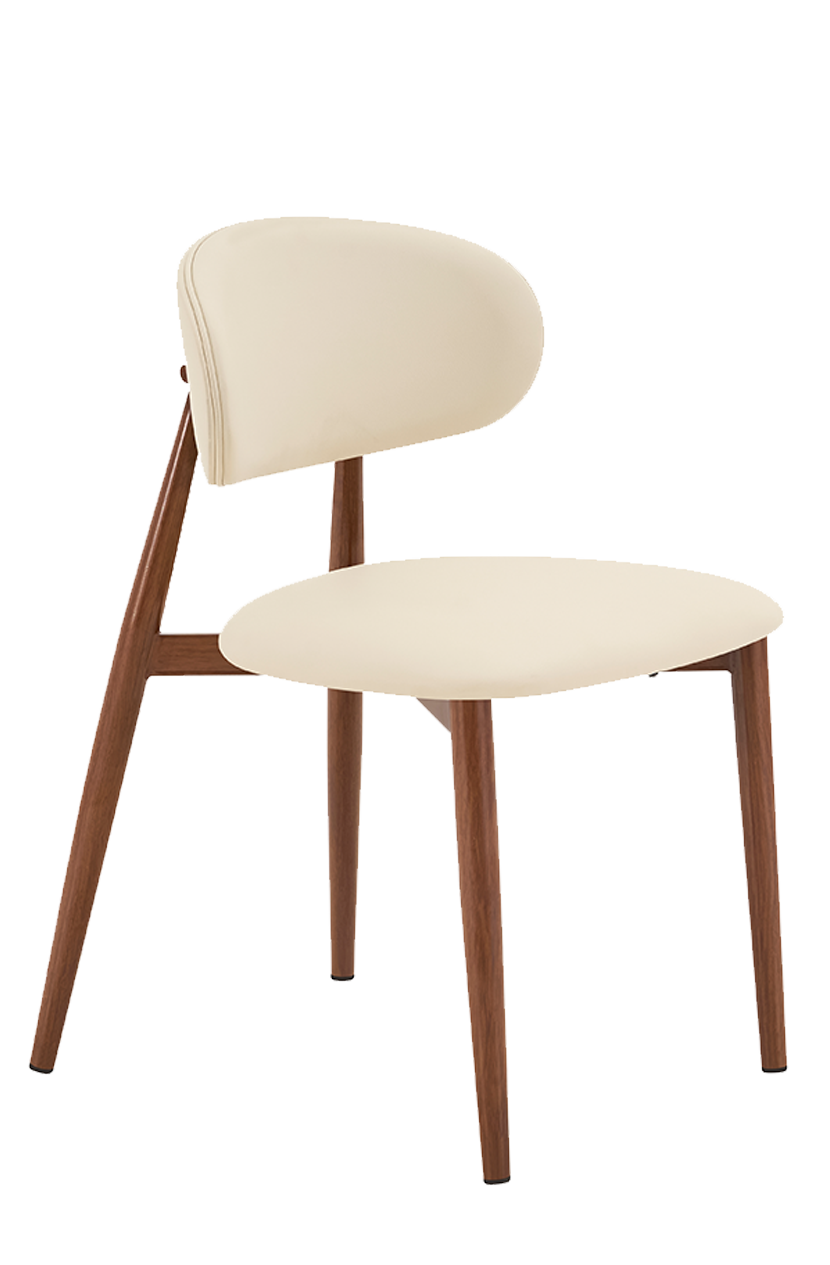 Indoor Metal Chair W/ BEG/BLU/BRN/GRE Vinyl Seat, Finish Walnut