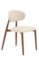 Indoor Metal Chair W/ BEG/BLU/BRN/GRE Vinyl Seat, Finish Walnut