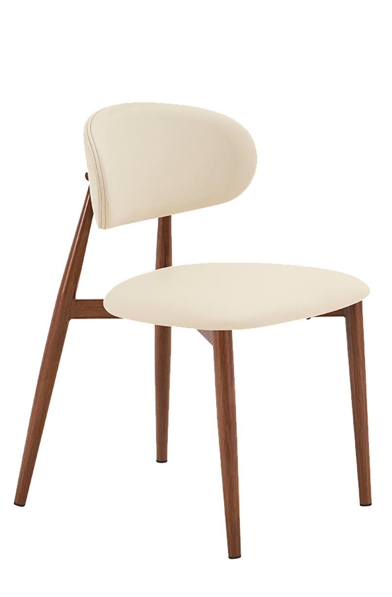 Indoor Metal Chair W/ BEG/BLU/BRN/GRE Vinyl Seat, Finish Walnut