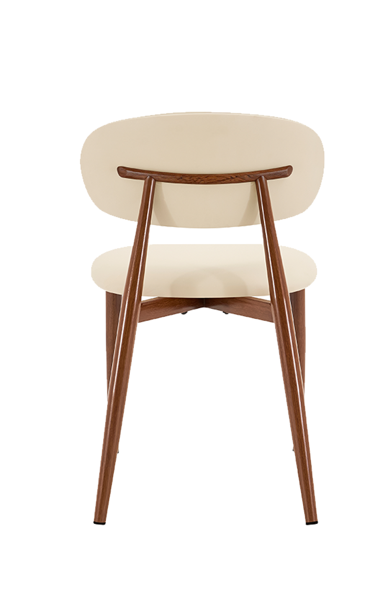Indoor Metal Chair W/ BEG/BLU/BRN/GRE Vinyl Seat, Finish Walnut