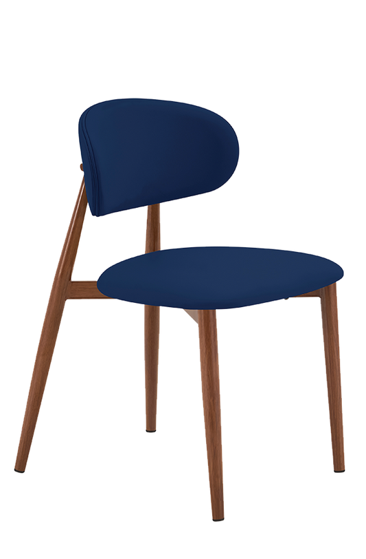 Indoor Metal Chair W/ BEG/BLU/BRN/GRE Vinyl Seat, Finish Walnut
