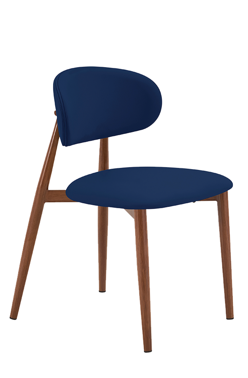 Indoor Metal Chair W/ BEG/BLU/BRN/GRE Vinyl Seat, Finish Walnut
